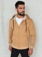 Bluza męska rozpinana basic z kapturem kamelowa Dstreet