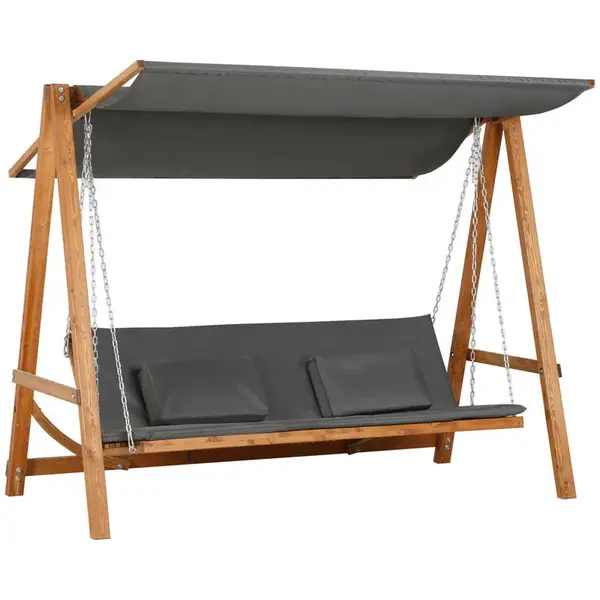 Outsunny HOLLYWOODSKÁ HOUPAČKA, se stříškou, polyester, šedá, 225,5 x 113 x 180 cm