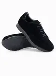 Ombre Men's sports shoes sneakers in eco leather with suede finish- black