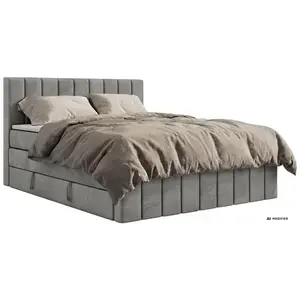 MKS POSTEL BOXSPRING ALVER KING DUO 140/200 - Světle šedá Samet - Topper T25 - H4