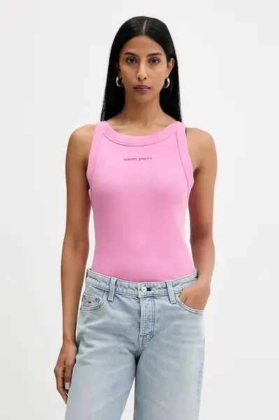 Tommy Jeans  crop top dámský bavlněný s elastanem