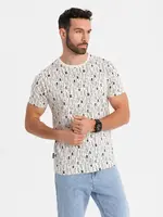 Ombre Printed cotton T-shirt with round neckline - cream