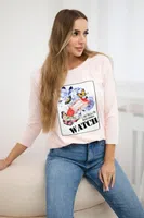 Halenka s grafikou 3D Watch pudrově růžová