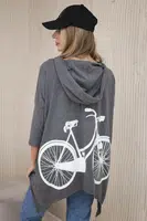 Mikina s cyklistickým potiskem grafitové melanže