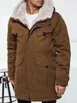 Pánská zimní parka s kapucí, tmavě béžová
