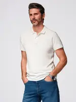 Ombre Polo shirt in cotton pique knit - ecru