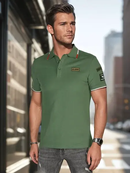 Pánská zelená polokošile s nášivkami