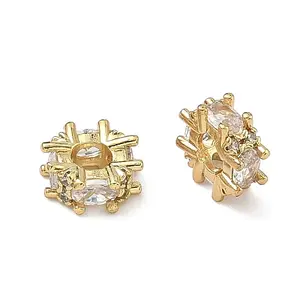 Brass Clear Cubic Zirconia Beads