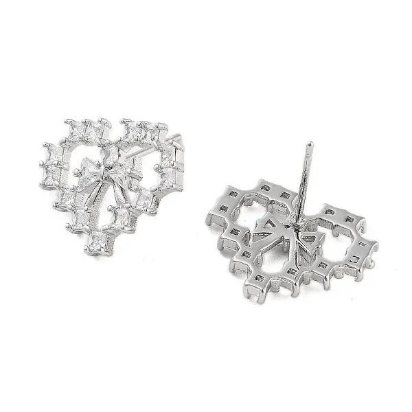 Rack Plating Heart Brass Stud Earrings