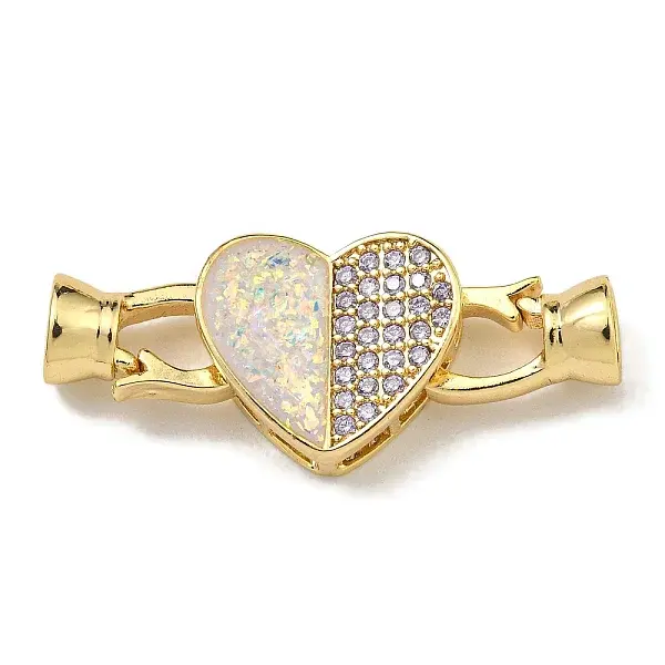 Brass Micro Pave Clear Cubic Zirconia Fold Over Clasps