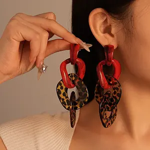 Alloy Resin Dangle Stud Earrings