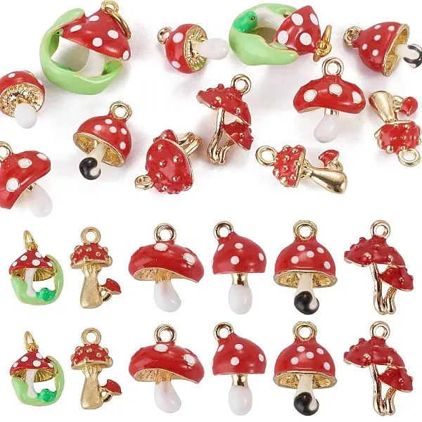 12Pcs 6 Styles Alloy Enamel Pendants