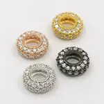 Brass Cubic Zirconia European Beads