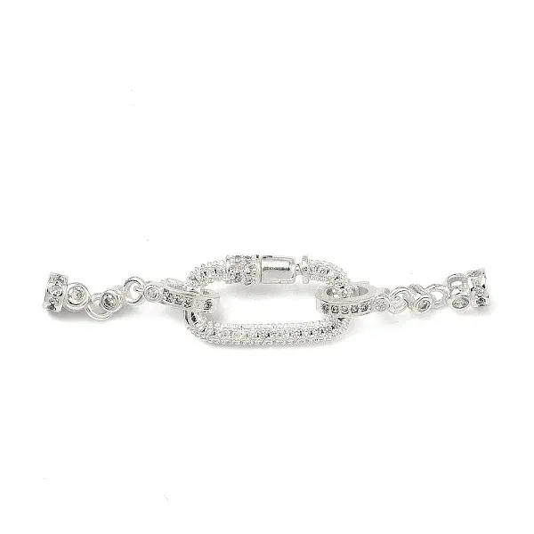 Brass Micro Pave Clear Cubic Zirconia Fold Over Clasps
