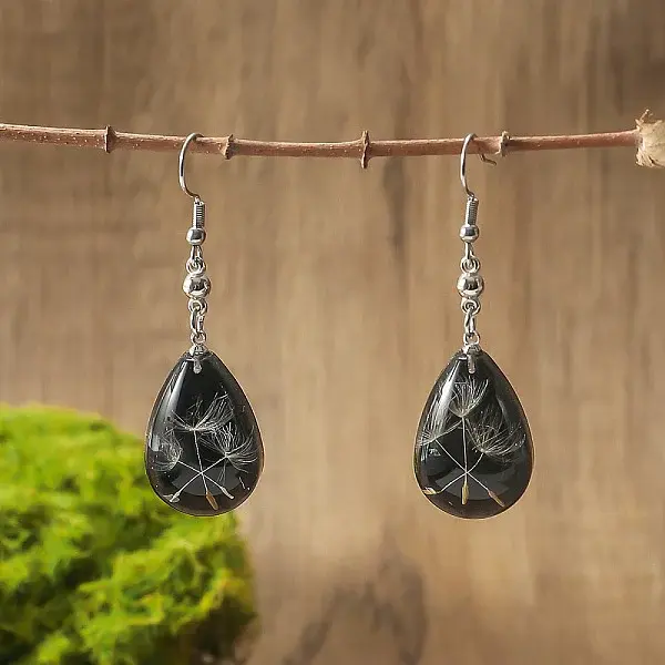 Resin & Alloy Dangle Earrings