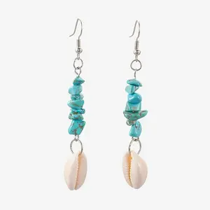 Chip Synthetic Turquoise Dangle Earrings
