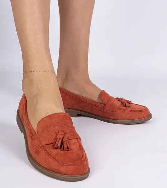Gemre Orange eco-suede women's moccasins with tassels Marimel