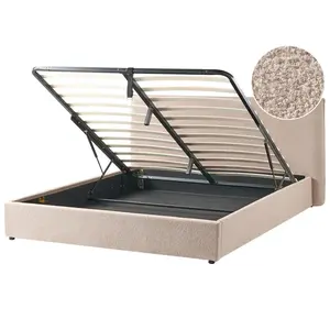 Beliani POSTEL s úložným prostorem 180/200 cm Bouclé Taupe Lavaur