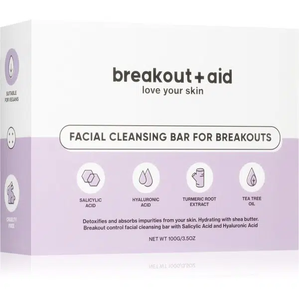 breakout + aid Facial Cleansing Bar mýdlo na problematickou pleť s kyselinou salicylovou