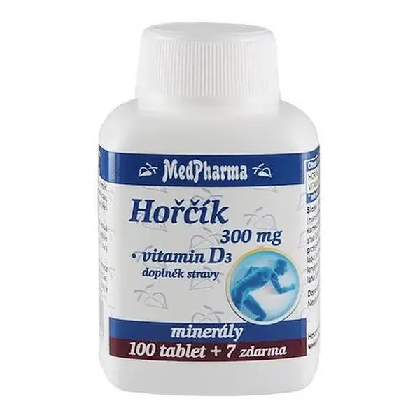 Medpharma Hořčík 300mg+vit.d3 Tbl.107