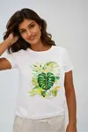 Marisse T-Shirt With A Tropical Print, White