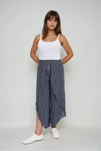 Marisse Navy Blue Striped Culottes