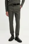 Kalhoty Calvin Klein pánské, šedá barva, přiléhavé, LV04LD614G