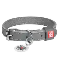 WAUDOG Classic Kožený obojek pro psy šedý, Velikost: XXS