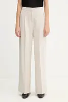 Kalhoty s vlnou BOSS Tiana4 dámské, bílá barva, high waist, 50548280