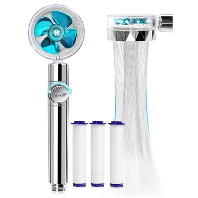 Handheld Turbocharged Shower Head with 3 Filters High-Pressure Water Saving Home Bath Turbo Fan Shower Kit