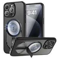 Magnetic Phone Case for iPhone 16 Pro Max Shockproof Bracket Aromatherapy & Heat-Dissipating Black