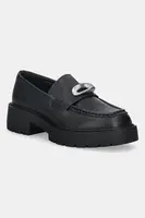 Kožené mokasíny Calvin Klein CHUNKY LOAFER LTH HW dámské, černá barva, na platformě, YW0YW01912