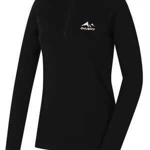 Husky Merow Zip L S, black Merino termoprádlo triko