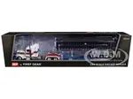 Peterbilt 389 with 48" Mid-Roof Sleeper and MAC Coal End Dump Trailer White with Red and Gold Stripes 1/64 Diecast Model by DCP/First Gear