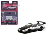 Toyota Sprinter Trueno AE86 Widebody RHD (Right Hand Drive) White and Black with Tarmac Cards "Global64" Series 1/64 Diecast Model by Tarmac Works