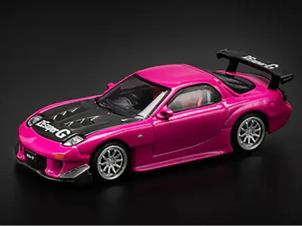 Mazda RX-7 Widebody RHD (Right Hand Drive) Pink with Carbon Hood "Indonesia Diecast Expo 2024 Exclusive" 1/64 Diecast Model Car by Pop Race