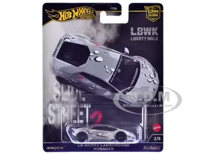 Lamborghini Huracan LB-Works Gray with Graphics "Slide Street 2" Series Diecast Model Car by Hot Wheels