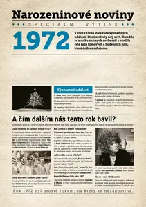 Narozeninové noviny 1972 s vlastním textem a fotografií, S fotografií a textem