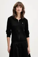 Kardigan s příměsí hedvábí Guess Jeans dámský, černá barva, W5BR04 Z3HO2