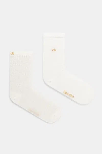 Ponožky Calvin Klein 2-pack dámské, béžová barva, 701232094