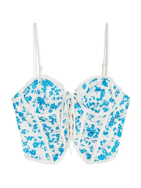 Bershka Top  modrá / biela