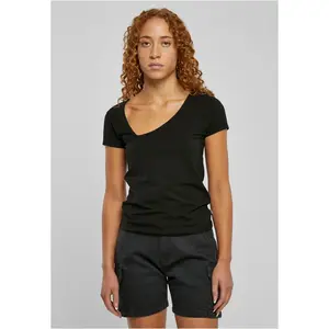 Dámské tričko s organickým asymetrickým výstřihem v černé barvě