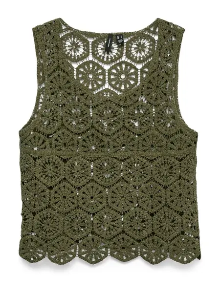 VERO MODA Vyšívaný top 'VMELSA'  olivová