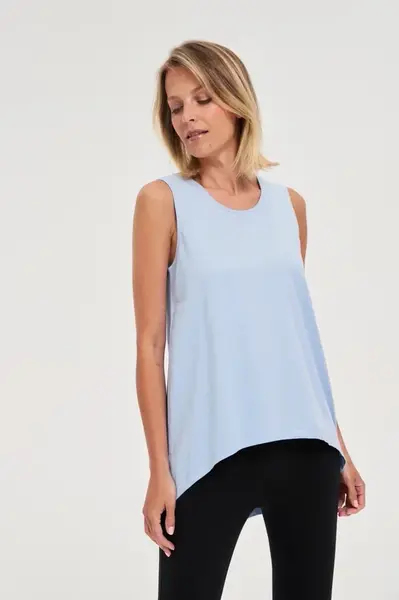 Marisse Asymmetrical Blue Top
