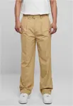 Straight pleated trousers in beige