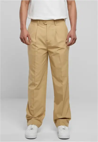 Straight pleated trousers in beige