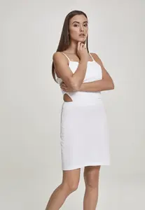 Women's Short Spaghetti Pique Dress White