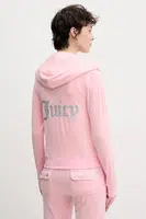 Velurová mikina Juicy Couture ROBERTSON CAVIAR růžová barva, s aplikací, JCBAS125805