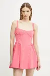 Šaty Bardot růžová barva, mini, 59866DB