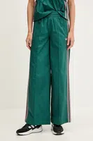Kalhoty adidas Originals Wideleg Pant dámské, tyrkysová barva, široké, high waist, KC0677